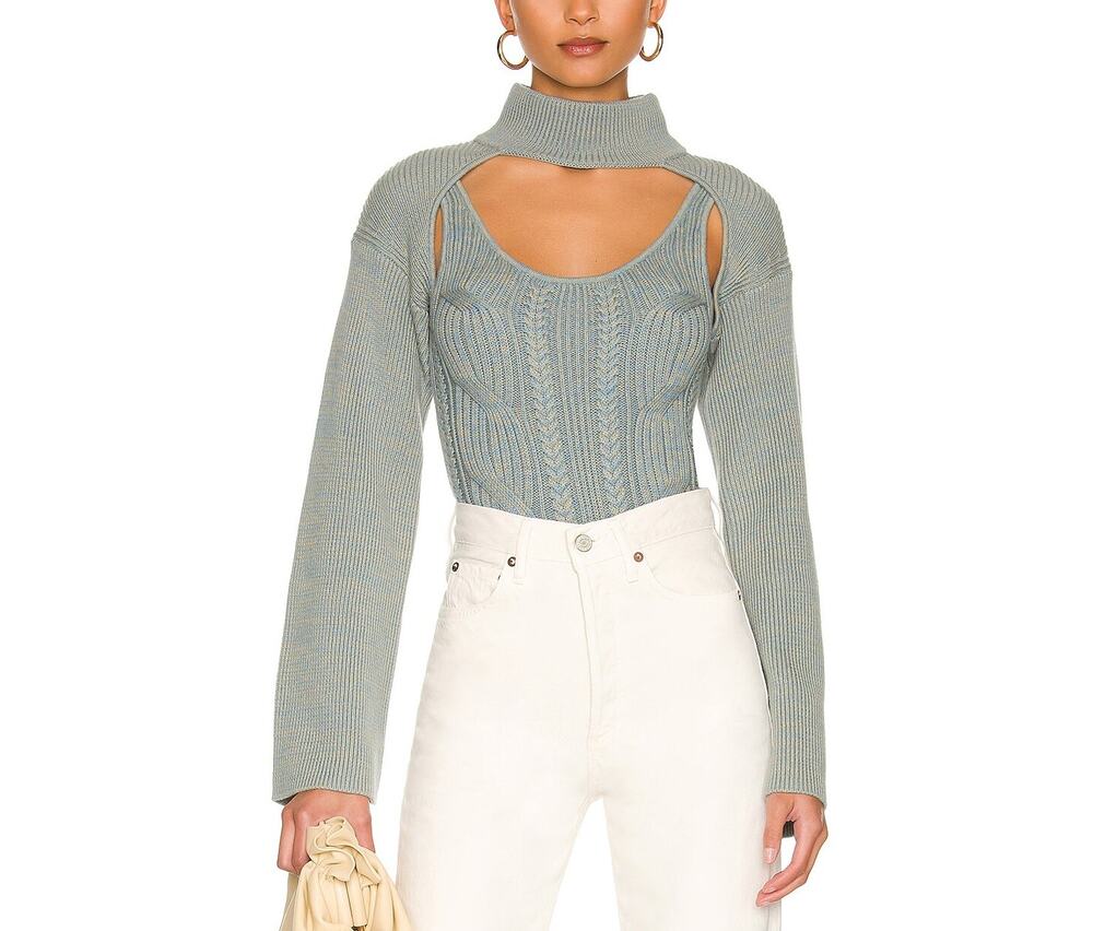 Simkhai Ribbed Baltic Marsh Nicole Sweater Size L